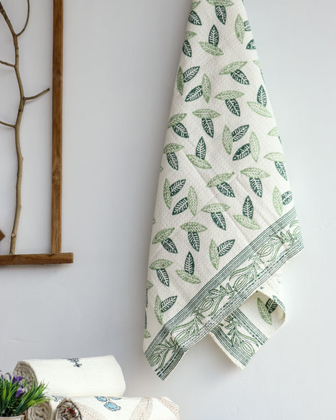 Leaf Print Waffle Cotton Towel (TWL05)